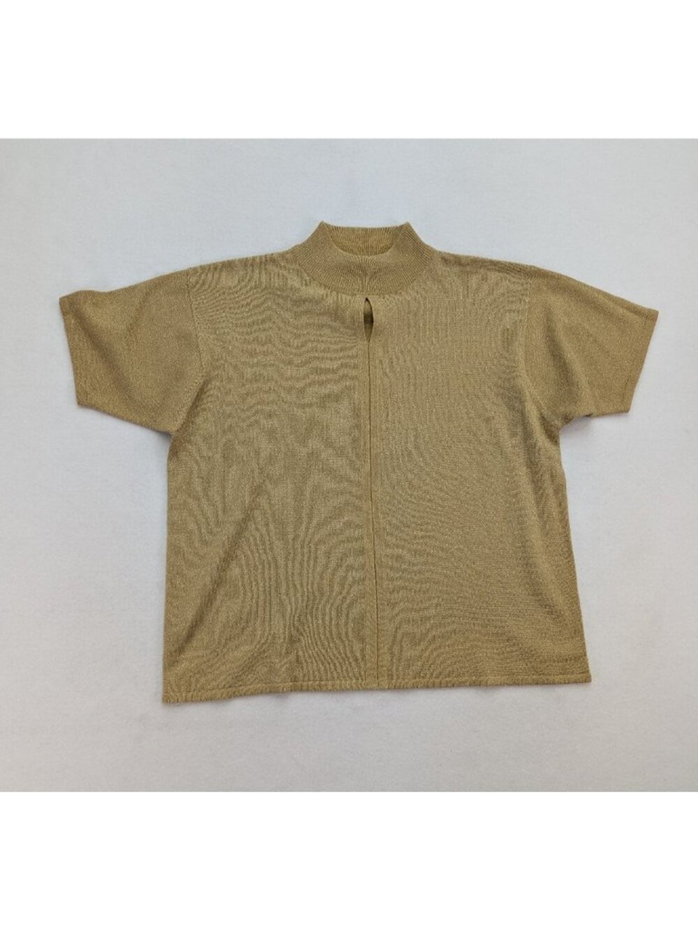 Chrysantheme Women's Sweater Size 14/15 Metallic Gold Shimmer Short Sleeve